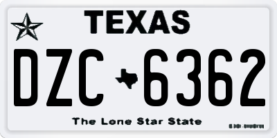 TX license plate DZC6362