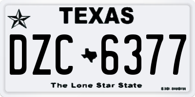 TX license plate DZC6377