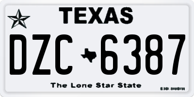 TX license plate DZC6387