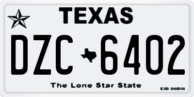TX license plate DZC6402
