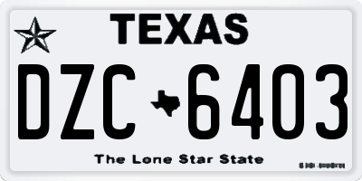 TX license plate DZC6403