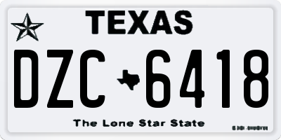 TX license plate DZC6418