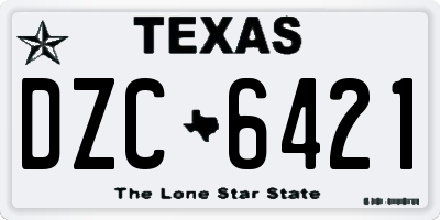 TX license plate DZC6421