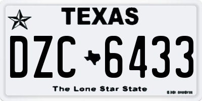 TX license plate DZC6433