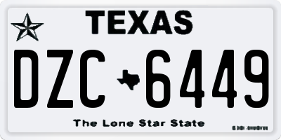 TX license plate DZC6449