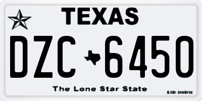 TX license plate DZC6450