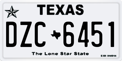 TX license plate DZC6451
