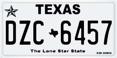 TX license plate DZC6457
