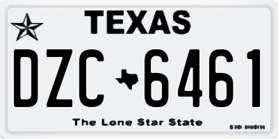 TX license plate DZC6461