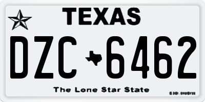 TX license plate DZC6462