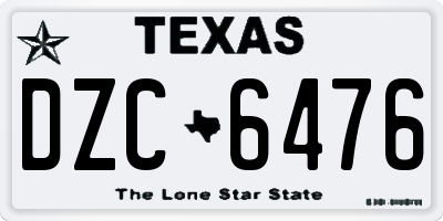 TX license plate DZC6476