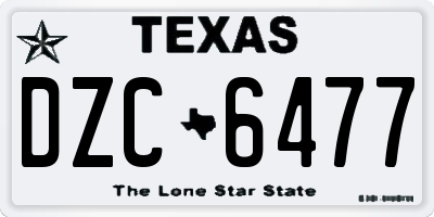 TX license plate DZC6477