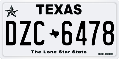 TX license plate DZC6478