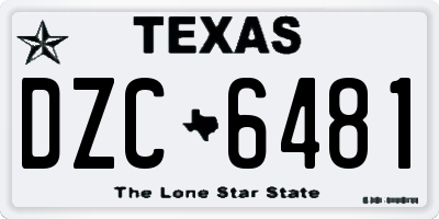 TX license plate DZC6481