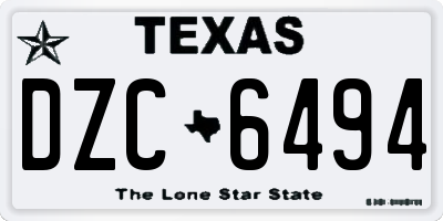 TX license plate DZC6494