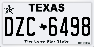 TX license plate DZC6498