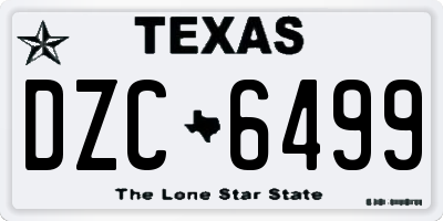 TX license plate DZC6499
