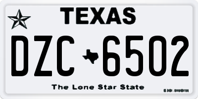 TX license plate DZC6502