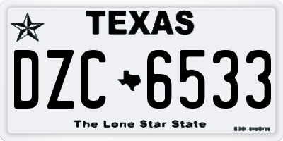 TX license plate DZC6533