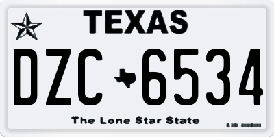 TX license plate DZC6534