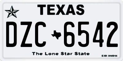 TX license plate DZC6542