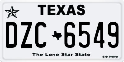 TX license plate DZC6549
