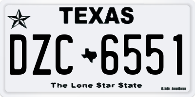 TX license plate DZC6551