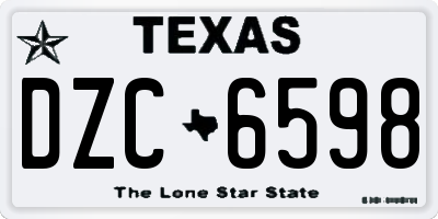TX license plate DZC6598
