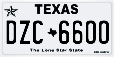 TX license plate DZC6600