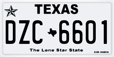 TX license plate DZC6601