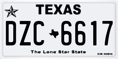 TX license plate DZC6617