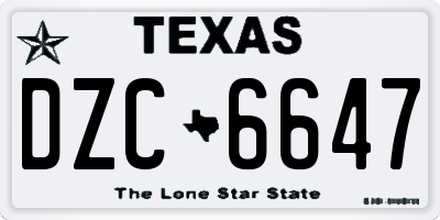 TX license plate DZC6647