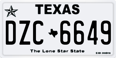 TX license plate DZC6649