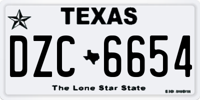 TX license plate DZC6654