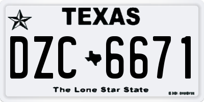 TX license plate DZC6671