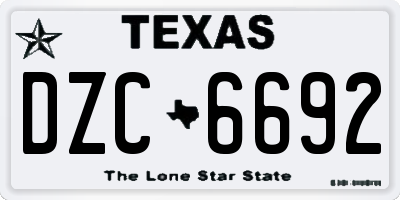 TX license plate DZC6692