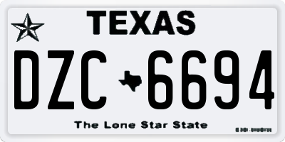 TX license plate DZC6694