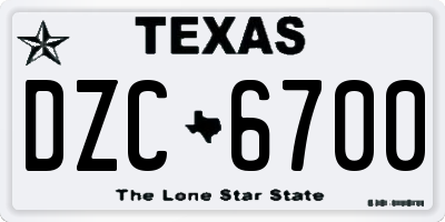 TX license plate DZC6700