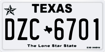 TX license plate DZC6701