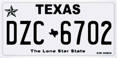 TX license plate DZC6702