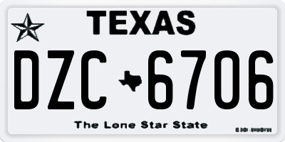 TX license plate DZC6706