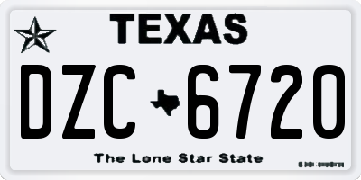 TX license plate DZC6720