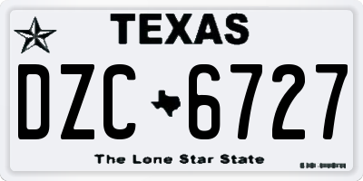 TX license plate DZC6727
