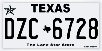 TX license plate DZC6728