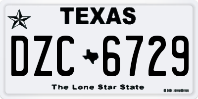 TX license plate DZC6729