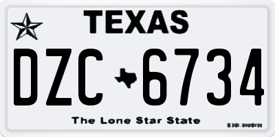 TX license plate DZC6734