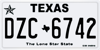 TX license plate DZC6742