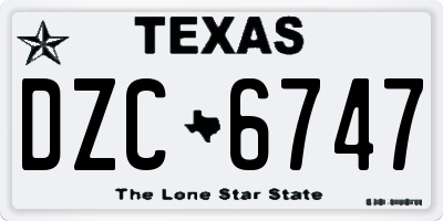 TX license plate DZC6747