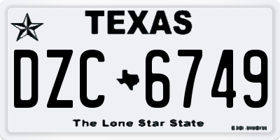TX license plate DZC6749