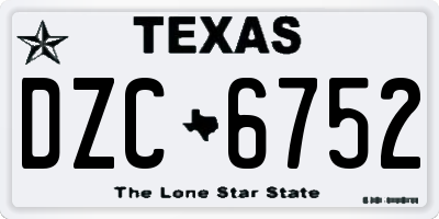 TX license plate DZC6752